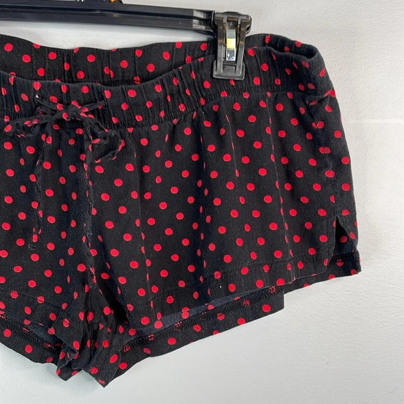 5/$25 LA SENZA Polka Dot Pajama Shorts Black Red Elastic Drawstring Mid Rise L - Picture 4 of 11